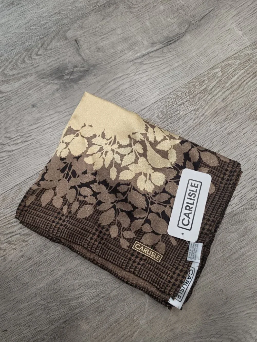 Carlisle NWT long Foliage Brown & Beige Silk Table Runner or scarf 17